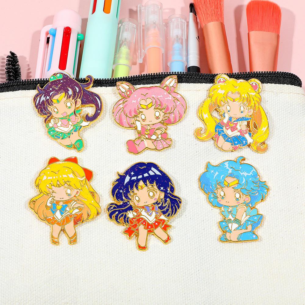 Anime Sailor Moon Cute Brooches Pins Cartoon Character Derivative Bags and Clothes Decorations Brooch Birthday Party Gifts