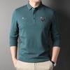 Spring New Men's Solid Color Lapel Polo Shirt Long-sleeved Fashion Casual Straight Middle-aged T-shirt