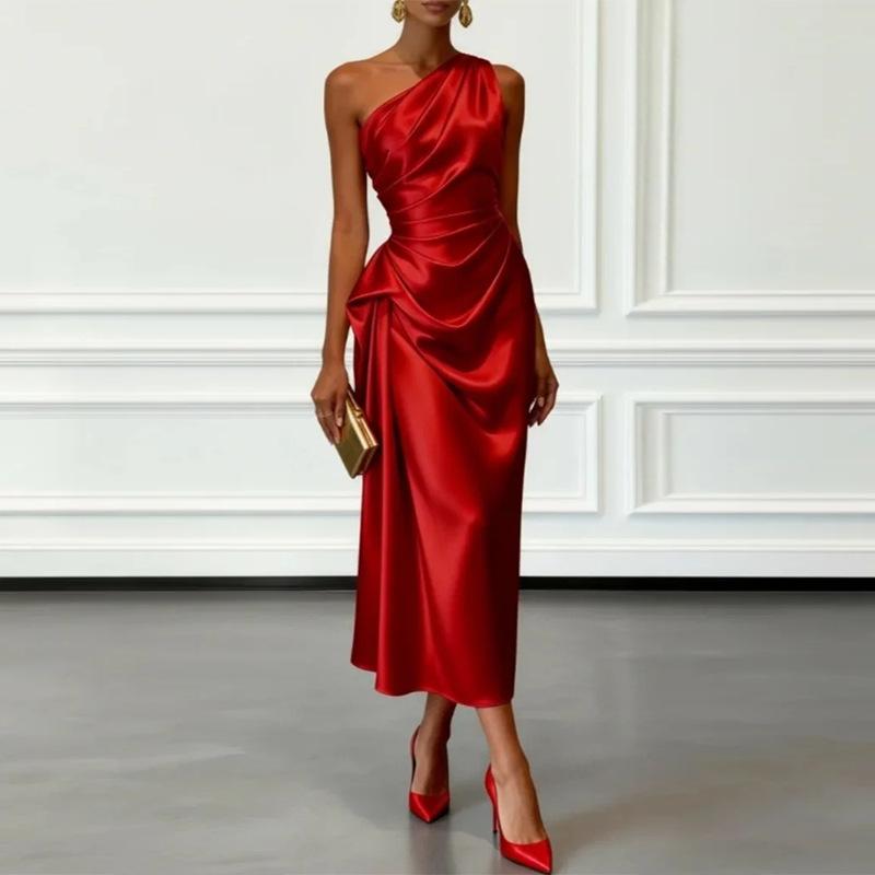 2026 Women's Summer New Arrival, Amazon Cross-border Europe & America, sexy and elegant off-shoulder evening dress