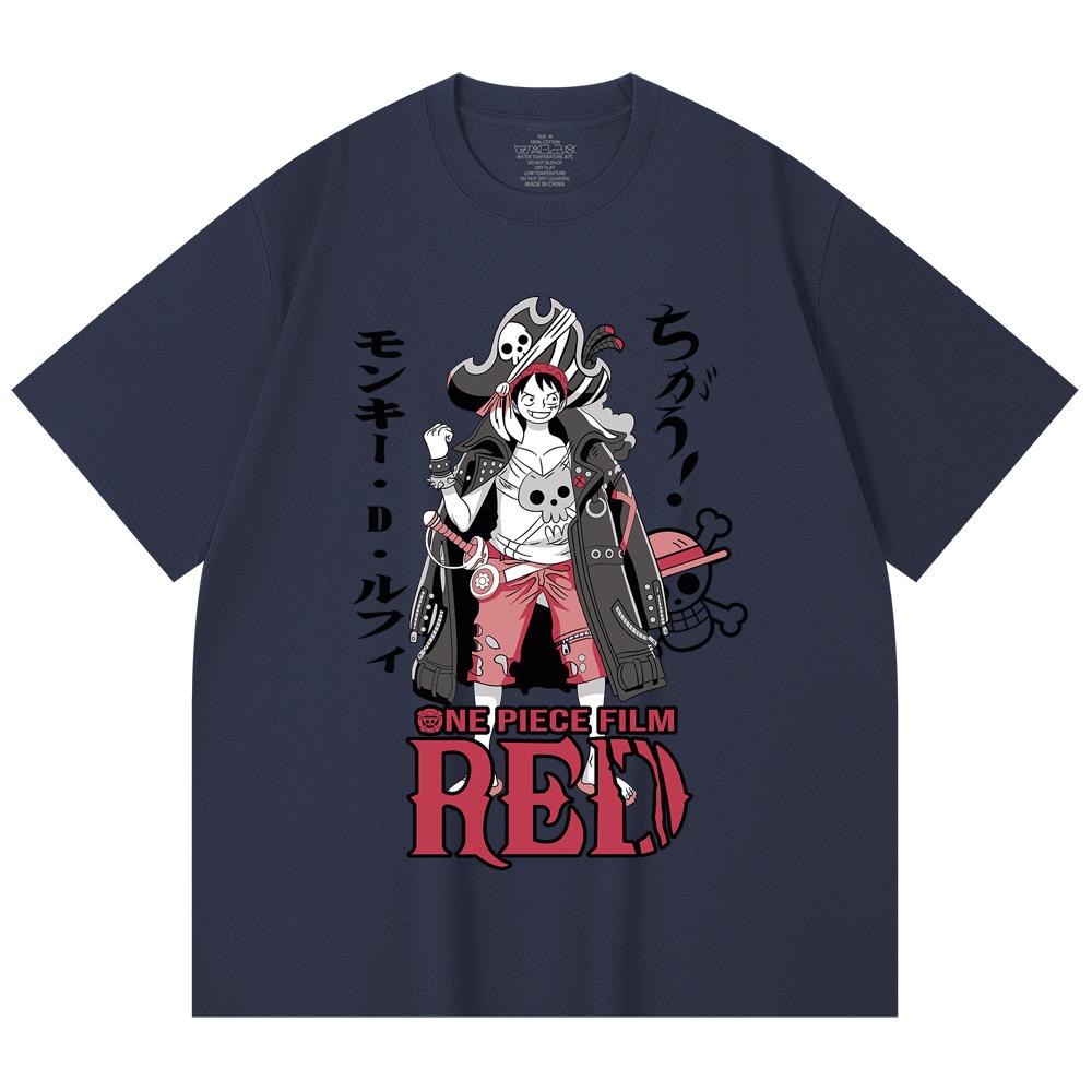 230 г/м² 100% хлопок Цельный V79 Luffy Film Red Принт Унисекс Тяжелая хлопковая футболка