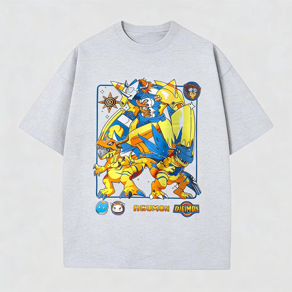 2026 Unisex's Digimon Anime T Shirt White Cotton Agumon Graphic Print Casual Short Sleeve Tee for Otaku Daily Wear Campus Street