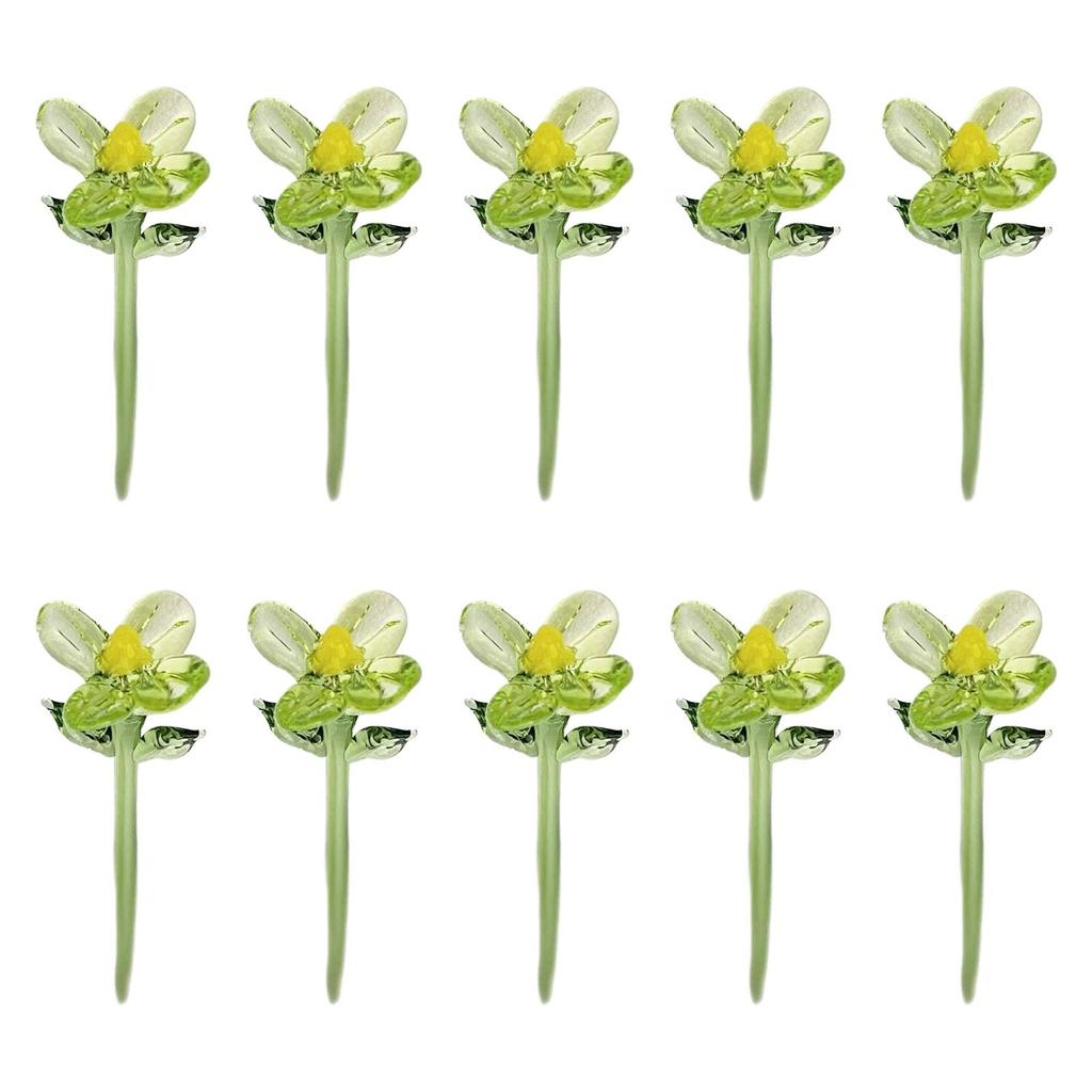 10 Mini Crystal Flower Ornaments, Collectible, Decorative, Gifts, Artificial