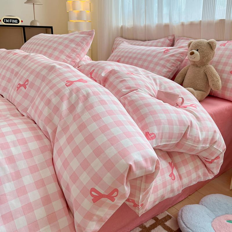 Маленький комплект из четырех предметов из чистого хлопка для спальни, сетчатый комплект из трех предметов