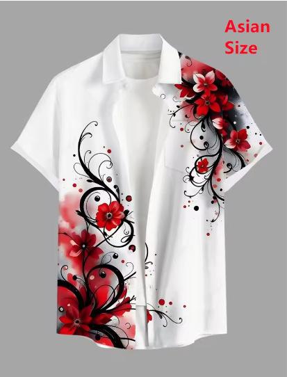 Summer Men's Coconut Tree Shirt Short Sleeve Top Casual Hawaiian Shirt Turning Casual Shirt Button On
