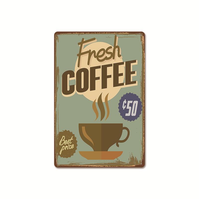 Coffee Shop Metal Sign Vintage Tin Sign Plaque Metal Vintage Wall Decor for Coffee Bar Cafe Retro Metal Posters Iron Painting