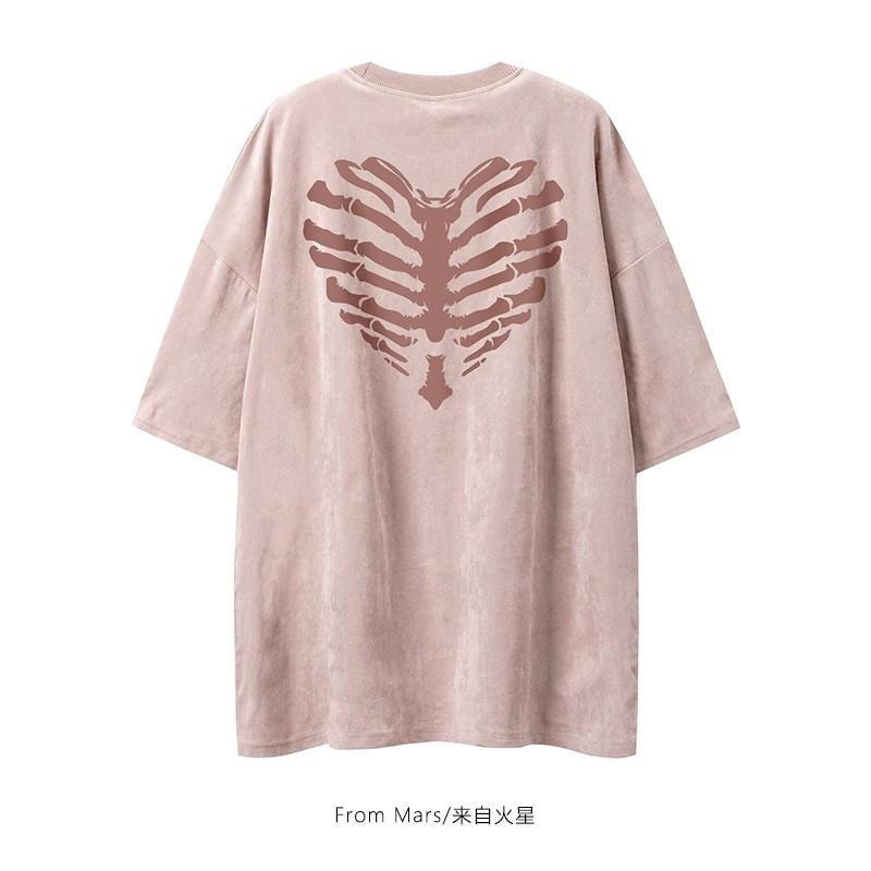 Мужская замшевая куртка с заниженными плечами, свободная, удобная, с коротким рукавом и принтом в виде модного бренда