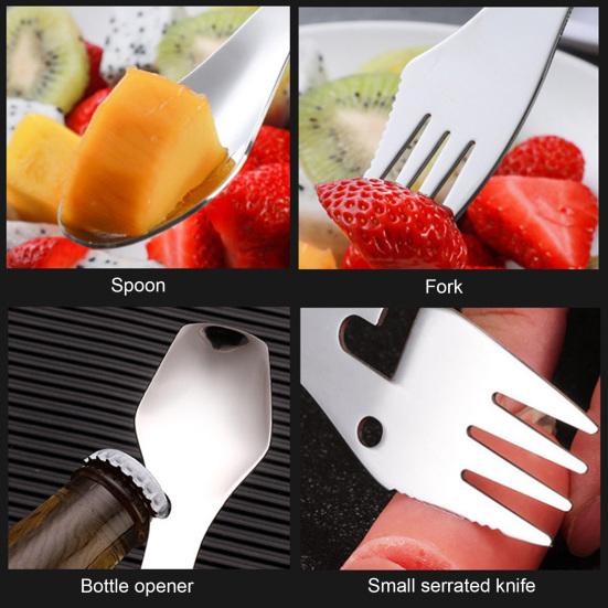 Ложка из нержавеющей стали, зеркальная поверхность, многоразовая пищевая креативная универсальная открывалка для бутылок, вилка, принадлежности для вечеринок