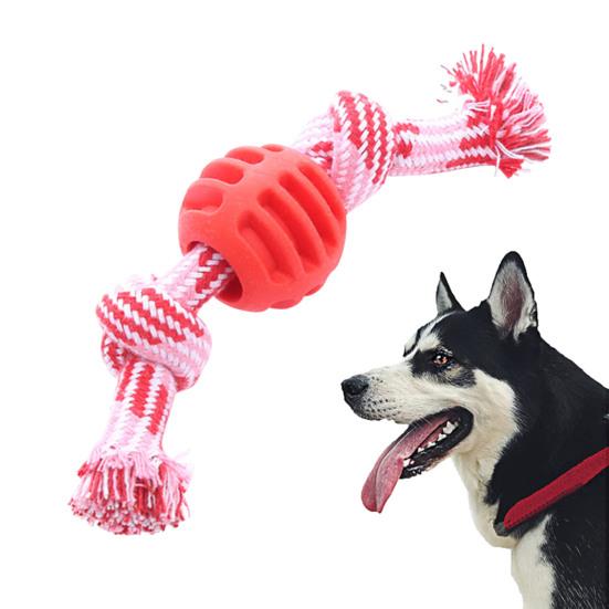 Игрушка для домашних животных Мяч с двойным узлом, устойчивый к укусам, хлопковая веревка, игрушка для жевания собак