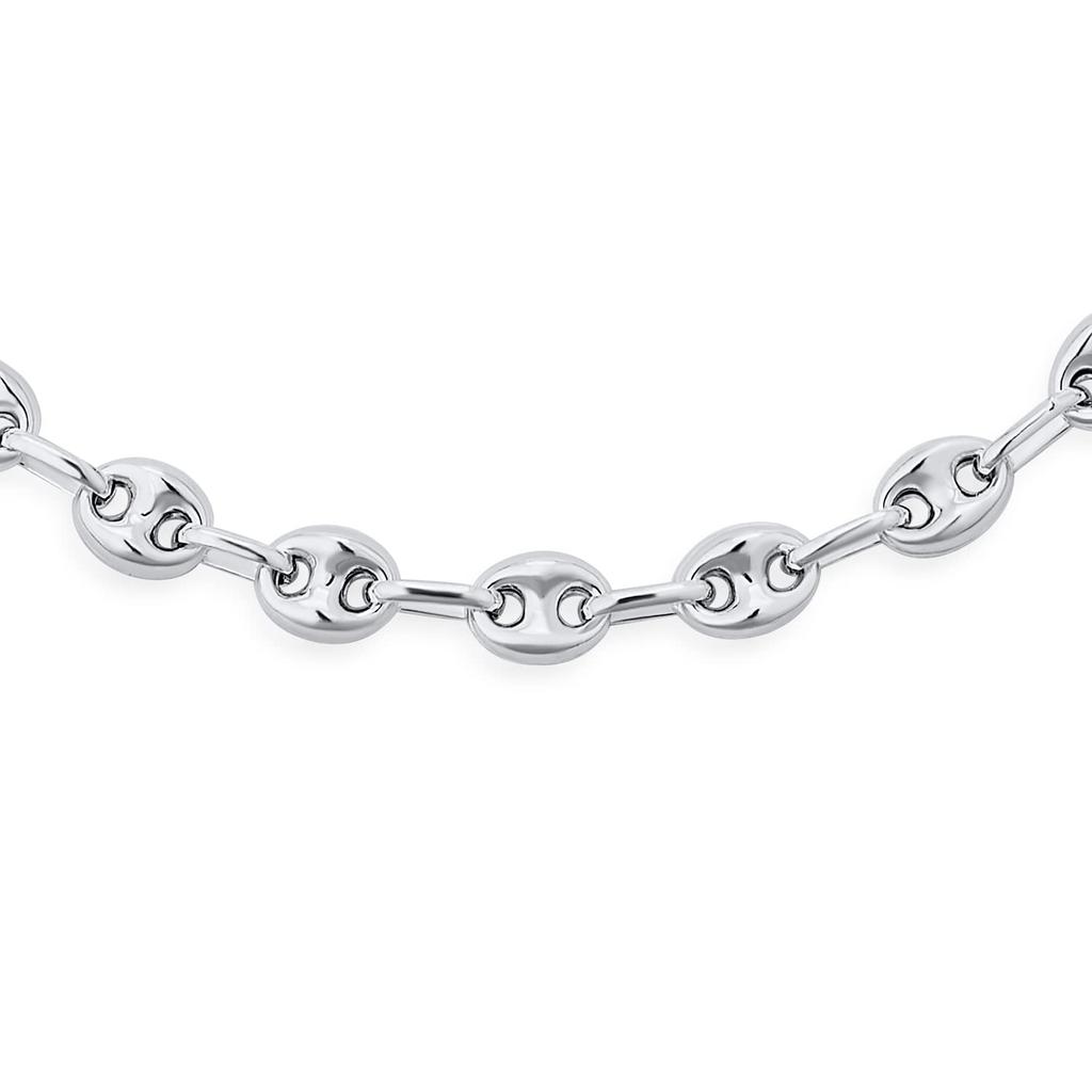 Унисекс стерлингового серебра морской якорь звено цепи Puff Mariner ожерелье для женщин мужчин 6 мм ширина .925 20"