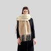 Autumn and Winter New Double-sided Monochrome Scarf Women's Thick Beard Tassel Thickened Versatile Solid Color Scarf