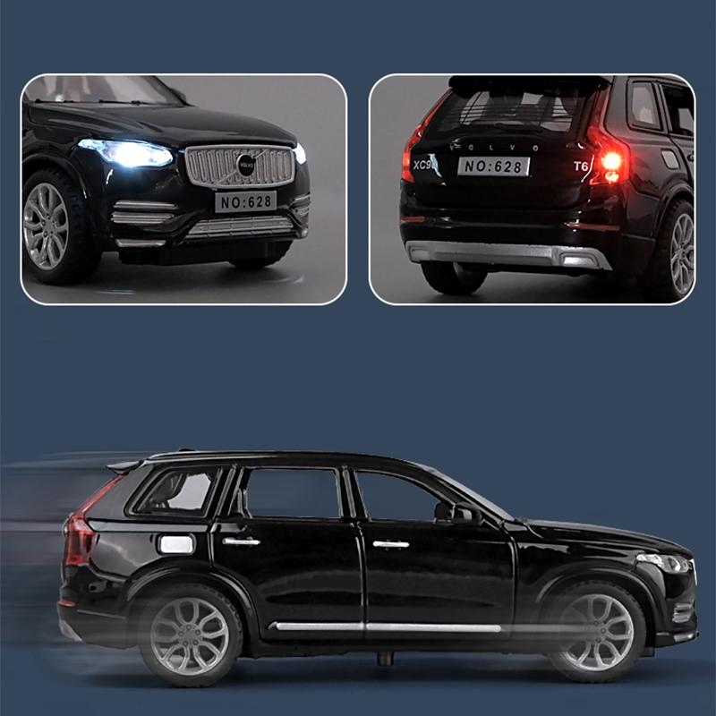 Литая под давлением модель автомобиля XC90, масштаб 1/32, игрушечный автомобиль с откатным механизмом со звуком и светом для детей, коллекция подарков для мальчиков и девочек