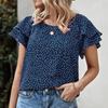 Женская модная футболка с коротким рукавом в горошек Женская одежда