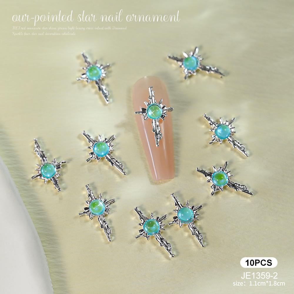 10 шт., стразы для ногтей с крестом и русалкой, 3D драгоценный камень Авроры, звездный свет, ювелирные изделия, детали для украшения ногтей, роскошные подвески «сделай сам», детали для ногтей
