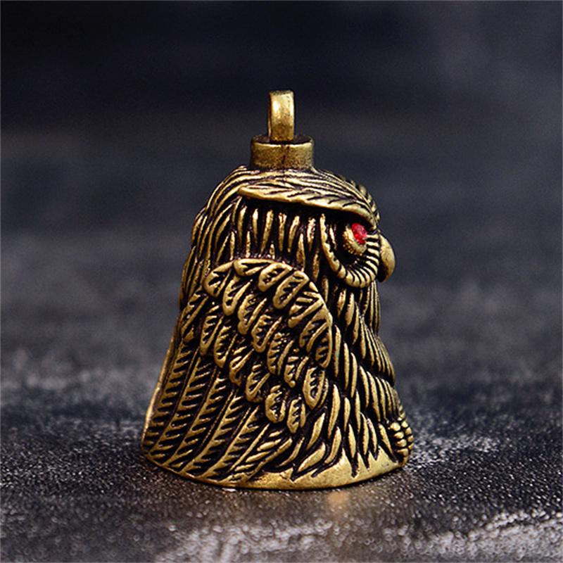 Винтажный брелок-колокольчик в виде совы, латунный колокольчик, брелок для автомобиля, кулон, маленький кулон, подарок для мужчин и женщин, бронзовый колокольчик по фэн-шуй