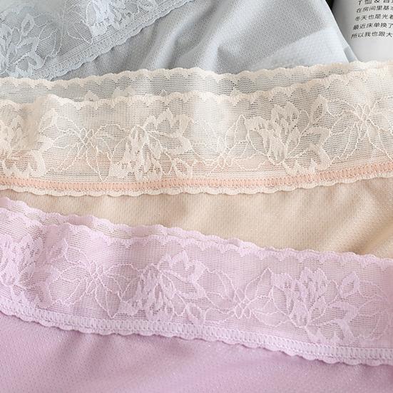 Ladies Panties Solid Color Thin Breathable Soft Sexy Panty Underwear Elastic Mid-Waist Seamless Briefs Underpants Women