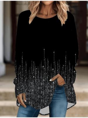 Весенняя футболка с принтом, удобная, с длинным рукавом, больших размеров, женская, повседневная, свободная, с круглым вырезом, средней длины