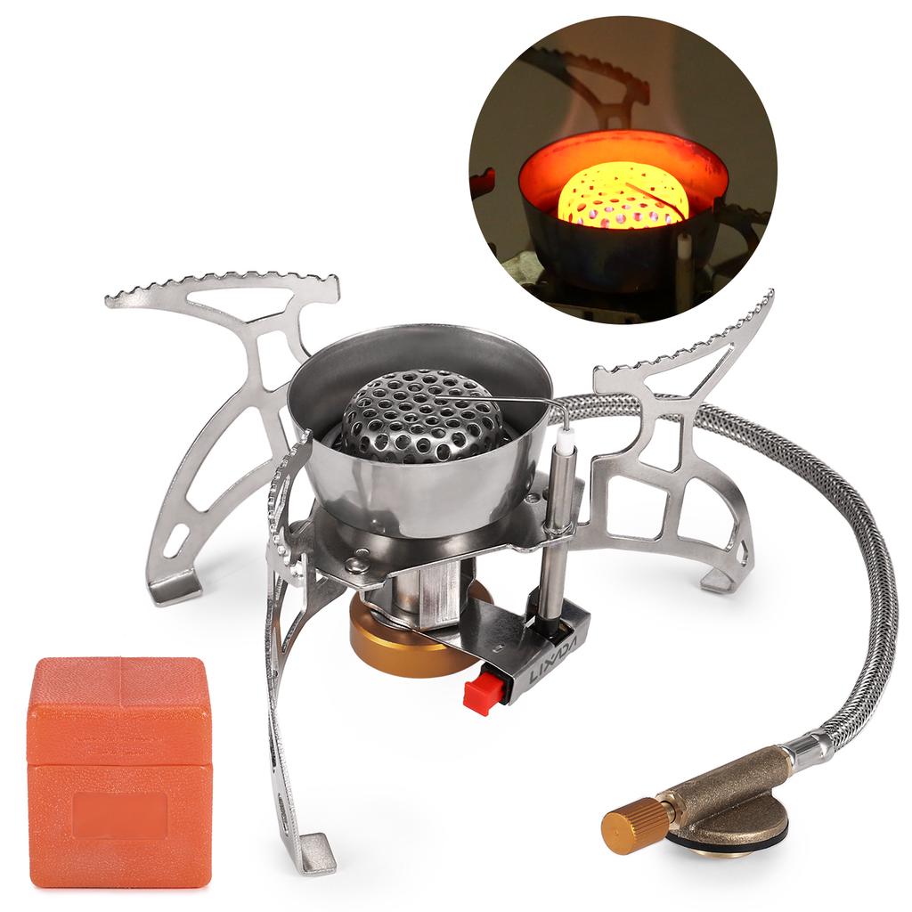 Lixada Foldable Camping Gas Stove Windproof Piezo Ignition Backpacking Stove Outdoor Portable