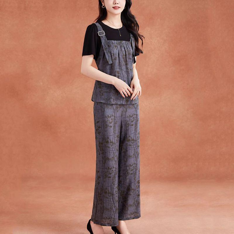 Летняя мода 2025 года: Трендовый комплект из двух вещей в уличном стиле инфлюенсера с брюками широкого кроя