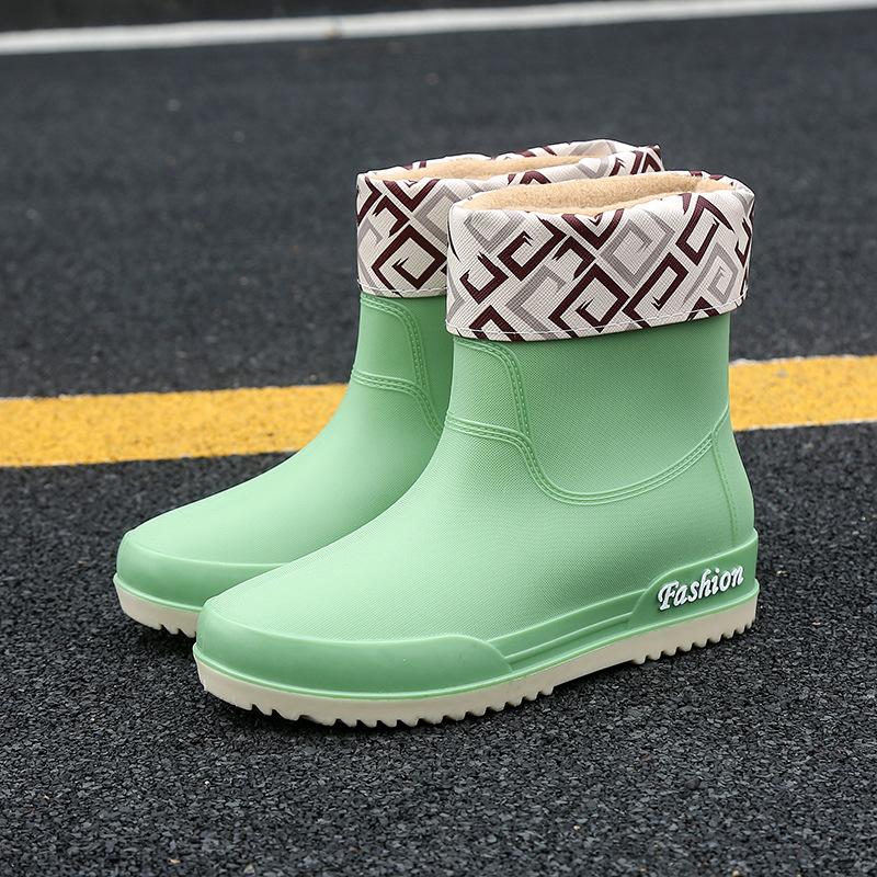 Женские летние взрослые средние нескользящие водонепроницаемые износостойкие резиновые сапоги