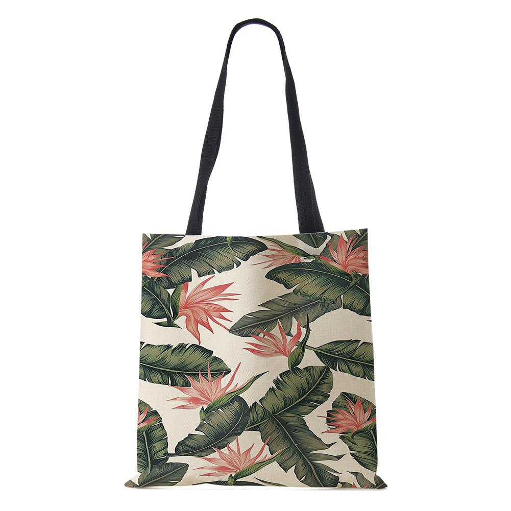 Сумка через плечо с растениями и цветами, пейзаж 2022, женская многоразовая холщовая сумка-тоут для покупок, простая повседневная складная сумка большой вместительности