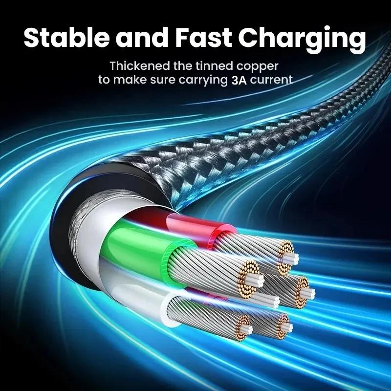 3 м сверхдлинный плетеный USB-кабель для зарядки iPhone 11 12 13 Pro 14 Plus XS Max XR X 6S 7 8 SE USB-кабель для быстрой зарядки и передачи данных 1 м 2 м