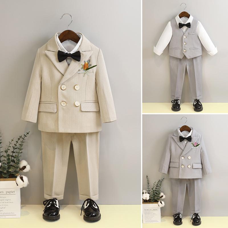 Children's Suit Formal Wear Spring Set Flower Boy Wedding Outfit Baby First Birthday Suit Boys Performance Costume
