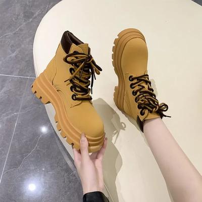 Модные новые осенние женские туфли, зимняя обувь, ботинки на шнуровке, женские, с круглым носком, женские, резиновые, для верховой езды, на высоком каблуке, рок, Лолита, большой размер 40