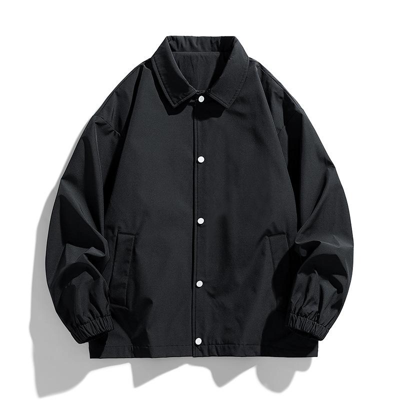 Coach Jacket Men's Spring and Autumn Loose Lapel Solid Color Casual All-Match Jacket Men's