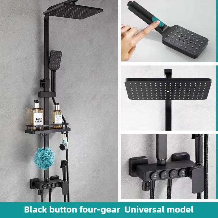 Черный цифровой дисплей Напорная душевая лейка Бытовая ванная комната Термостатический тропический душ Кнопочная душевая лейка Набор