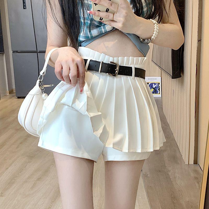 New Pleated Skirt Super Short Sexy Spice Girl High Waist A-Skirt Cute Korean Lined Y2K Summer Mini Skirt Women Party