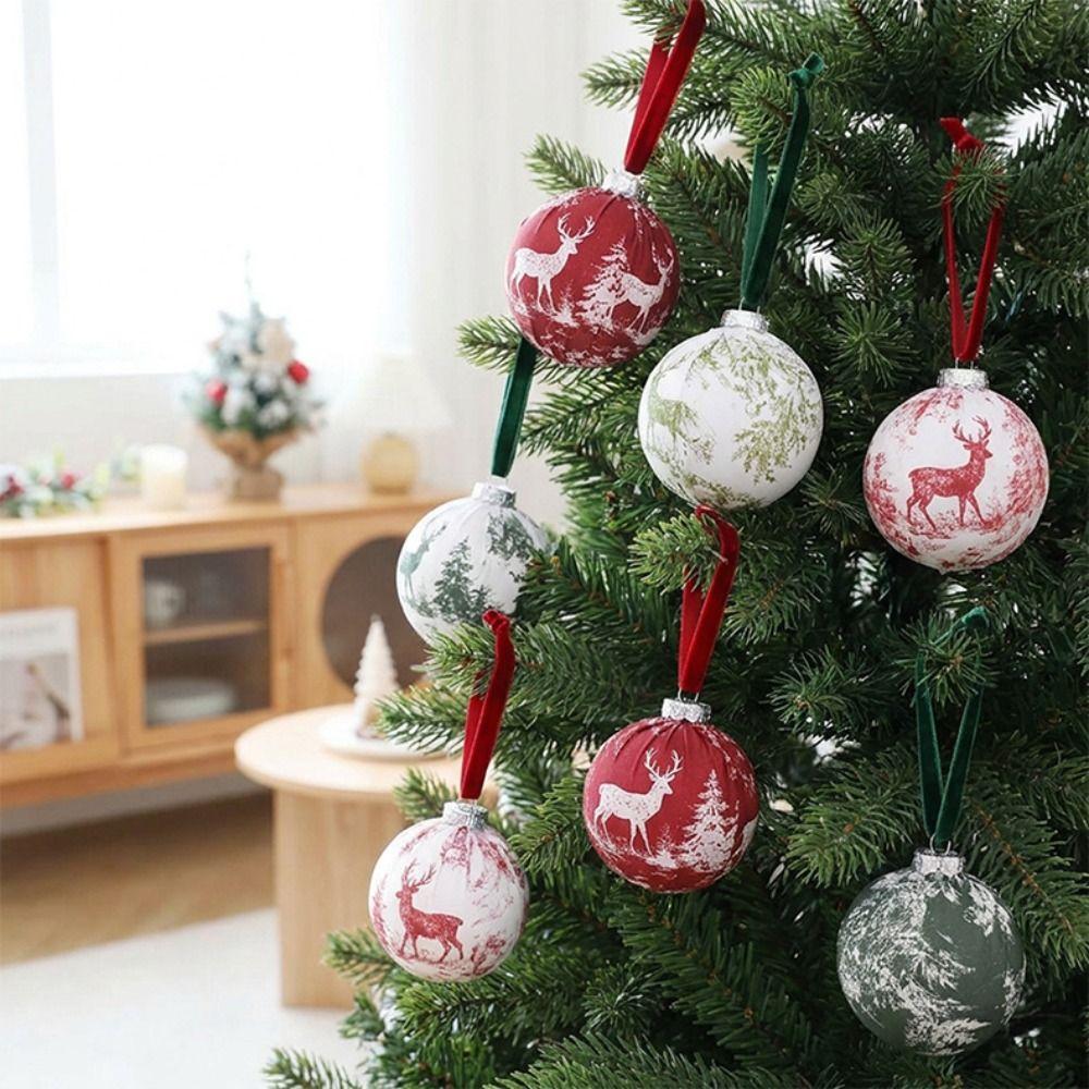 Print Pattern Christmas Ball Ornaments 8CM Christmas Tree Decorations Party Decoration