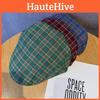 Vintage Pattern Checkered Beret Hat With Breathable Cotton For Women Fashion
