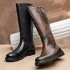 Осенние и зимние ветро-коричневые сапоги Монгольские рыцарские сапоги Мужские сапоги для верховой езды Высокие кожаные сапоги Длинные сапоги для верховой езды