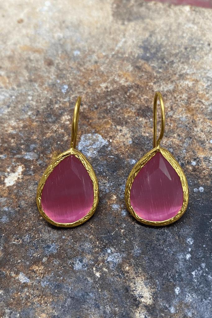 Женские серьги из серии Sun Stone "Кошачий глаз" из 22-каратного золота с желтым покрытием