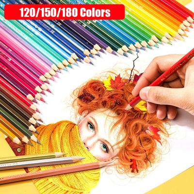 120/150/180 цветов Профессиональный набор деревянных цветных карандашей Масляные HB Для рисования набросков В школу Рисование Наброски Художественные принадлежности Водорастворимые цветные карандаши