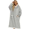 Women's Winter Warm Flannel Robe with Pockets Loose Bathrobe Hooded TV Home Loungewear