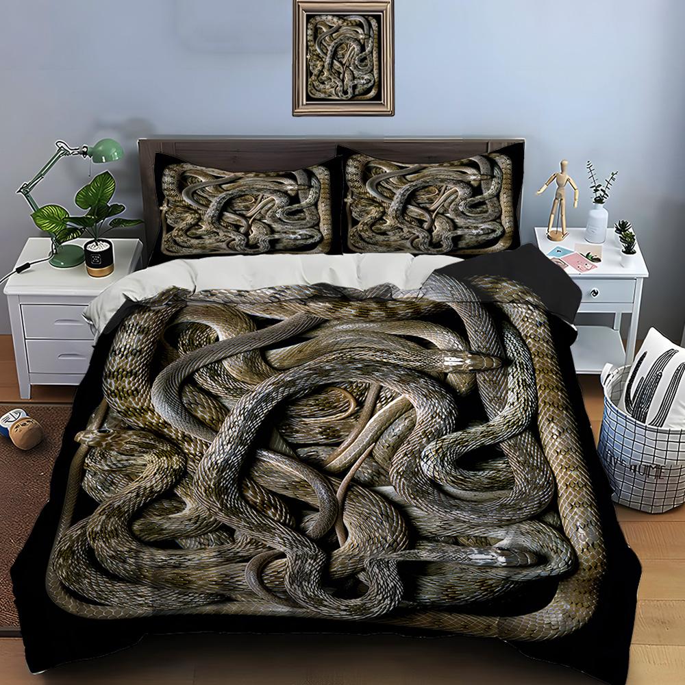 10 Sizes HD Snake Print Bedding Set Duvet Cover 1 Duvet Cover 2 Pillowcases Adult and Children Bedding Set Luxury for Gifts