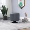 360 degrees Swivel Foot Stool Round PU Ottoman with Thick Sponge Padding and Solid Steel Base, Grey