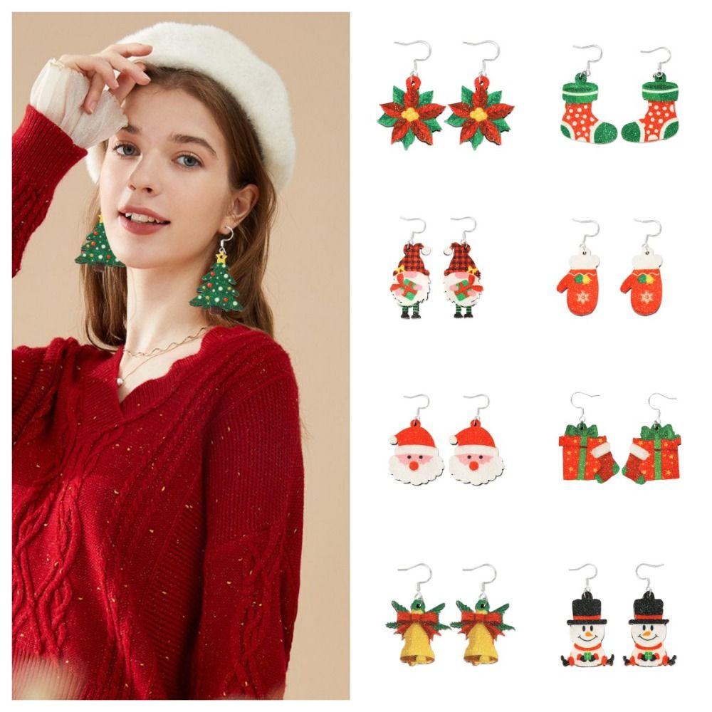 1 пара серег 'Рождественская елка Санта Клаус', снеговик, рождественские серьги-подвески, рождественские серьги, подарок для девочек