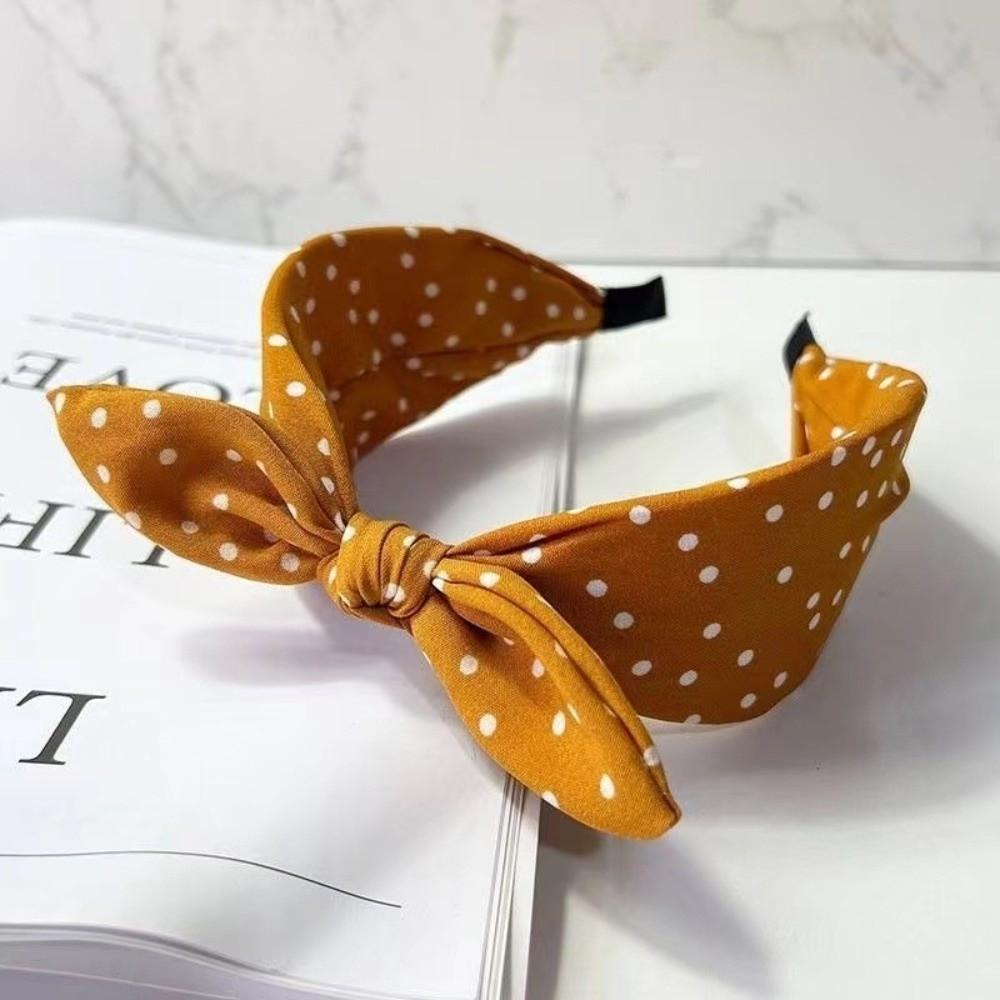 Женская широкая повязка на голову с бантом, крест-накрест, в корейском стиле, ретро, в горошек, повязка для волос, заколка для волос, обруч для волос с кроличьими ушками, головной убор