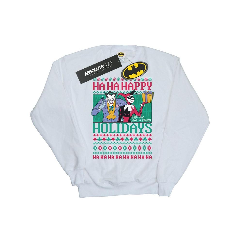 DC Comics Mens Joker And Harley Quinn Ha Ha Happy Holidays Sweatshirt