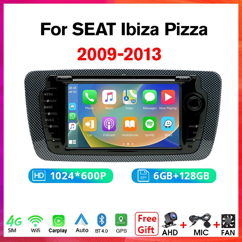 Car Radio with Carplay Android Auto for SEAT Ibiza Pizza 09-13 IPS Touch Screen GPS Navigation Intelligent Systems AHD