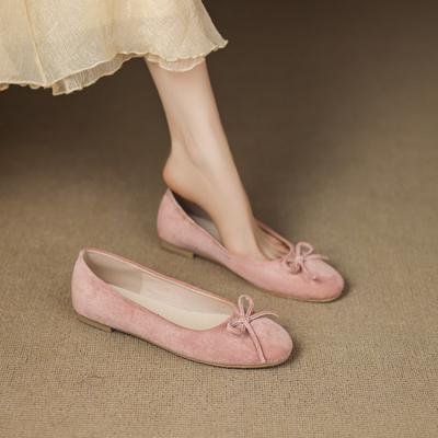 Новая всесезонная женская обувь для ленивых, низкий каблук, замшевая резиновая подошва, обувь больших размеров, однотонная, с круглым носком, с неглубоким вырезом, повседневная обувь