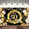 С 50-летием, 65-летием, фон 180*110 см, баннер, мужчина, женщина, золотой, воздушный шар, 50-летие, декор, настенный фон, новый