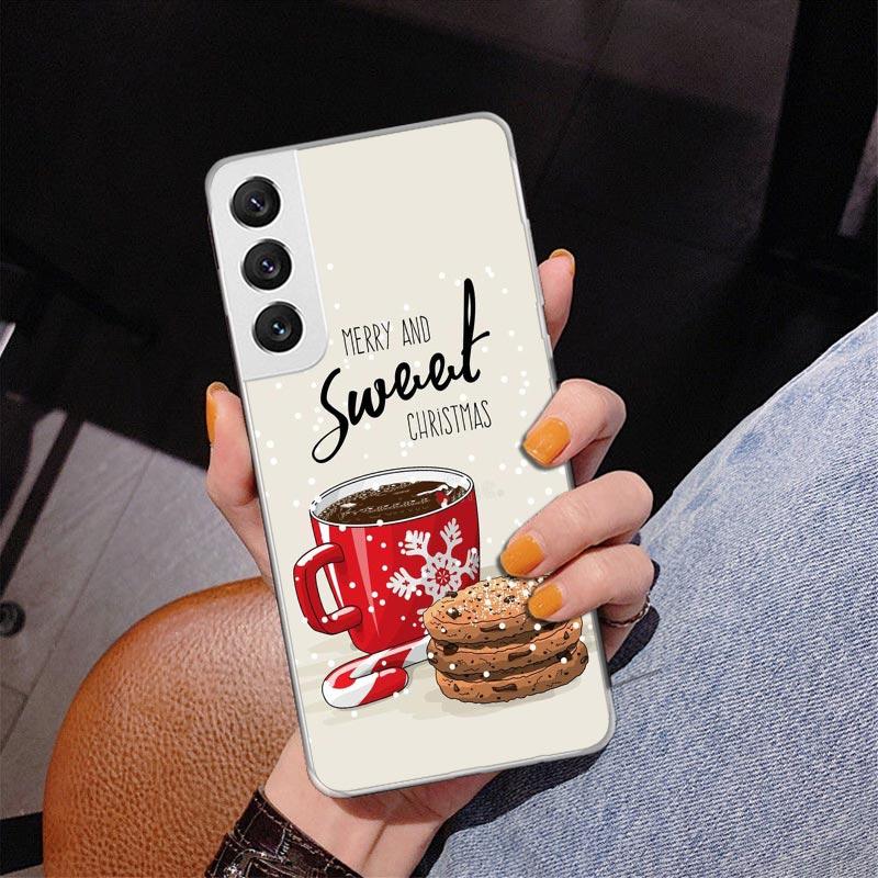Winter Coffee Christmas Phone Case For Samsung Galaxy S24 S25 Edge S26 Ultra S23 S22 S21 Plus S20 FE + Personalized Print Cover