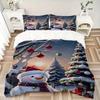 3pcs Christmas Snowman Bedding Set - Includes One Quilt Cover and Two Pillowcases (No Core) - Festive Decorative Duvet Cover Set with Anime Cartoon De