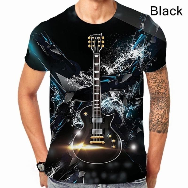 Fashion Male/female Music Bass Guitar DJ Funny 3D Printing Casual Short-sleeved T-shirt S-5XL