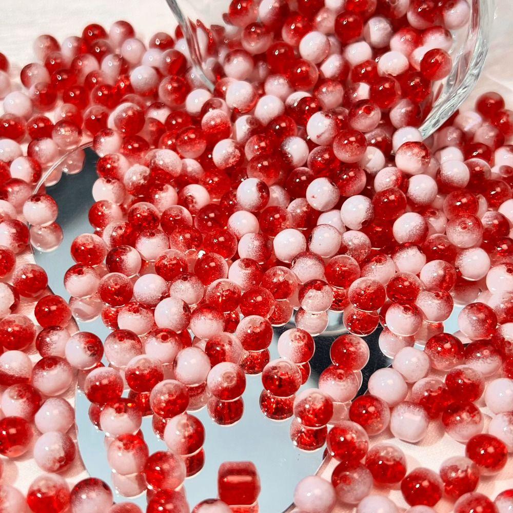 50/30 PCS Exquisite Crackle Beads Durable Round Color Glass Beads Loose Beads  Pendant making