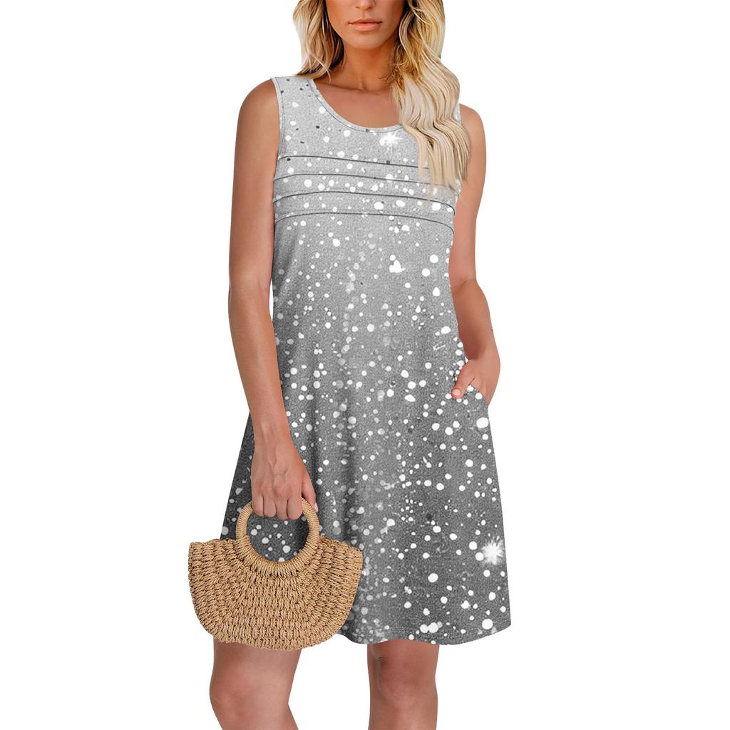 Womens Summer Dresses Loose  Sleeveless Sundresses Dress With Pockets