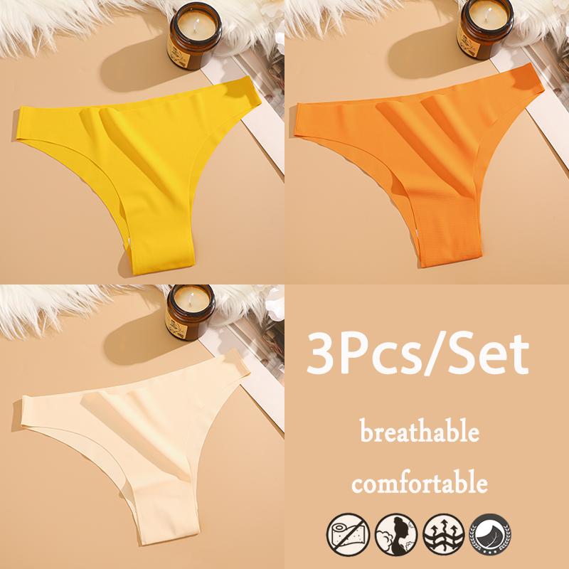 FINETOO 3 шт./компл. бесшовное нижнее белье из ледяного шелка с низкой талией бразильские трусы дышащее высокоэластичное нижнее белье трусики